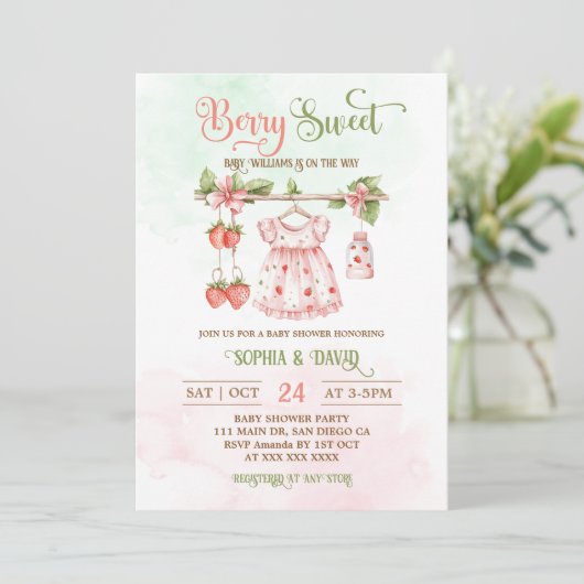 Aardbei Boho Kleding Meisje Baby shower Kaart (Staand voorkant)