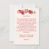 Aardbei boog lint coquette baby shower bedankkaart (Achterkant)