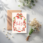 Aardbei boog lint coquette baby shower bedankkaart