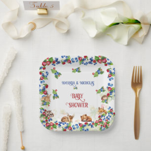 Aardbei Bosbes Baby Shower Papieren Bordje