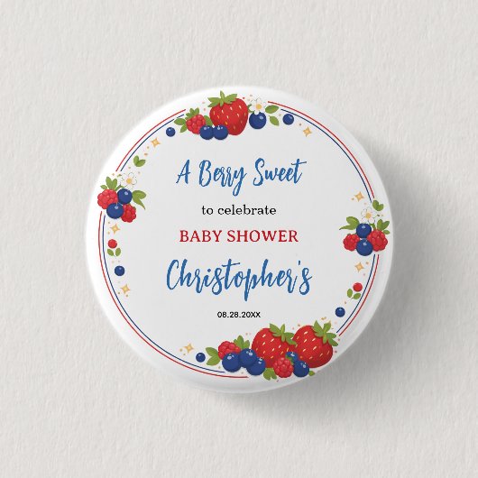 Aardbei Bosbes Bes Superleuke Baby Shower Ronde Button 3,2 Cm (Voorkant)