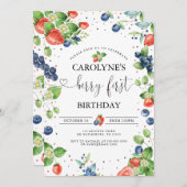 Aardbei bosbes zoete bes eerste verjaardag kaart (Voorkant / Achterkant)