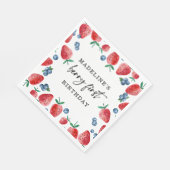 Aardbei bosbessen eerste meisje 1e verjaardag servet (Hoek)