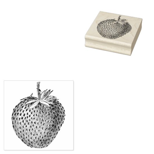  aardbei botanisch rubberstempel (Gestempeld)