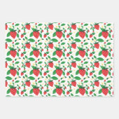 Aardbei Botanische Gift Wrap All-Over Patroon Inpakpapier Vel (Voorkant)