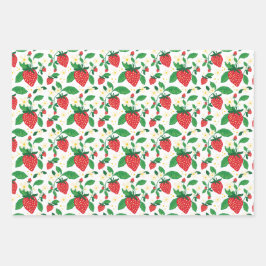 Aardbei Botanische Gift Wrap All-Over Patroon Inpakpapier Vel