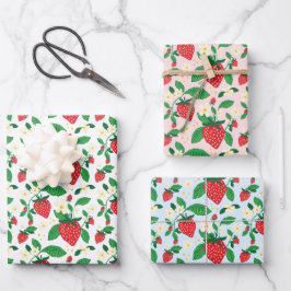 Aardbei Botanische Gift Wrap All-Over Patroon Inpakpapier Vel
