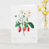 Aardbei botanische print kaart (Gele Bloem)