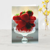 Aardbei Bowl Verjaardag Kaart (Gele Bloem)