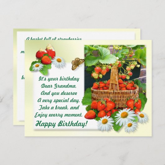 Aardbei ~ Briefkaart van Granmoeder op zaterdag (Voorkant / Achterkant)