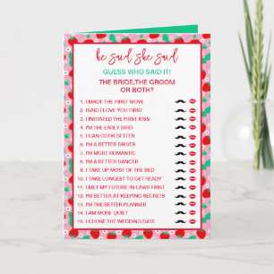 Aardbei bruid of bruidegom Raad wie zei het spel Kaart