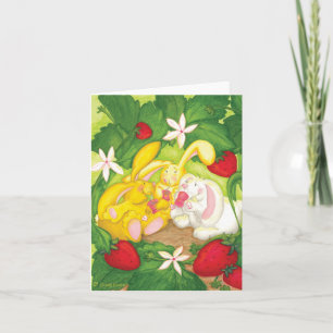Aardbei Bunny Tea / Notecard Kaart