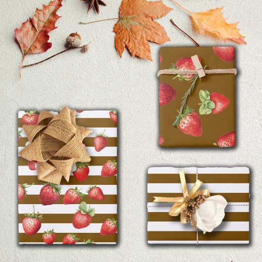 Aardbei Cacao Strepen Inpakpapier Vel