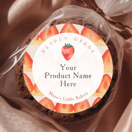 Aardbei Cake Laag Bakkerij Productnaam Ronde Sticker