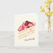 Aardbei Cake Slice Verjaardag Kaart (Gele Bloem)