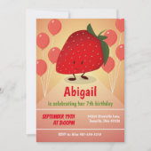 Aardbei Cartoon Verjaardagsuitnodiging Kaart (Voorkant)