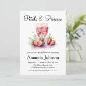 Aardbei Champagne Vrijgezellenfeest Kaart (Staand voorkant)