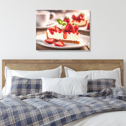 Aardbei Cheesecake Canvas Afdruk (Insitu (Slaapkamer))