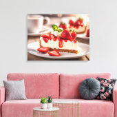 Aardbei Cheesecake Canvas Afdruk (Insitu (Woonkamer))
