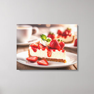 Aardbei Cheesecake Canvas Afdruk