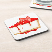 Aardbei Cheesecake heerlijke cake Bier Onderzetter (Linkerzijde)