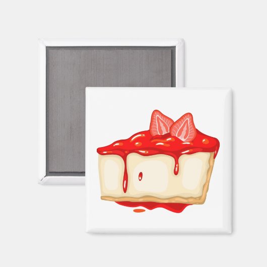 Aardbei Cheesecake heerlijke cake Magneet (Voorkant / Achterkant)