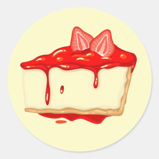 Aardbei Cheesecake heerlijke cake Ronde Sticker (Voorkant)
