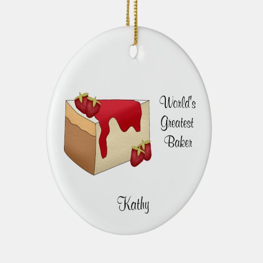 Aardbei Cheesecake-kerstversiering Keramisch Ornament (Rechts)