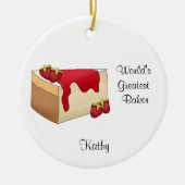 Aardbei Cheesecake-kerstversiering Keramisch Ornament (Voorkant)