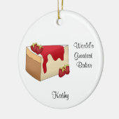 Aardbei Cheesecake-kerstversiering Keramisch Ornament (Links)