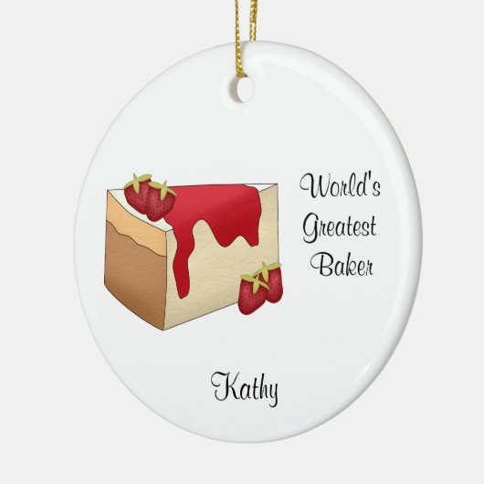 Aardbei Cheesecake-kerstversiering Keramisch Ornament (Links)