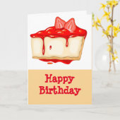 Aardbei cheesecake leuke verjaardag kaart (Gele Bloem)