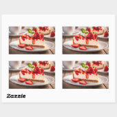 Aardbei Cheesecake Rechthoekige Sticker (Vel)