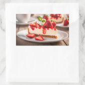 Aardbei Cheesecake Rechthoekige Sticker (Tas)