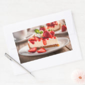 Aardbei Cheesecake Rechthoekige Sticker (Envelop)