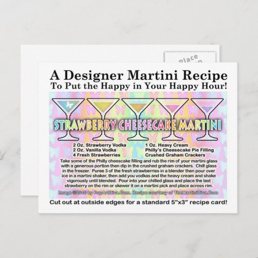 Aardbei Cheesecake Spring Martini Recept Kaart (Voorkant / Achterkant)