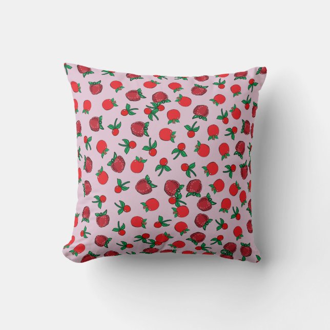 Aardbei, Cherry en Apple Pattern Sierkussen (Voorkant)