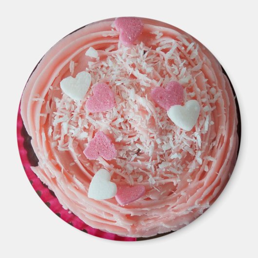 Aardbei Cherry Roze Valentijnse Cupcake Magnet (Voorkant)