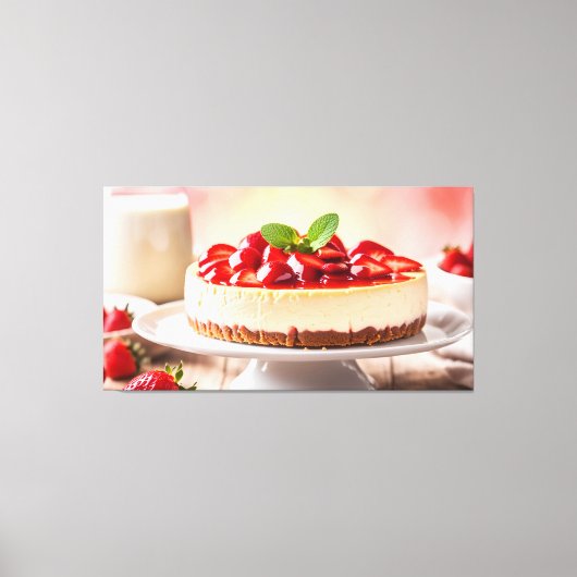 Aardbei Chesecake Canvas Afdruk (Voorkant)