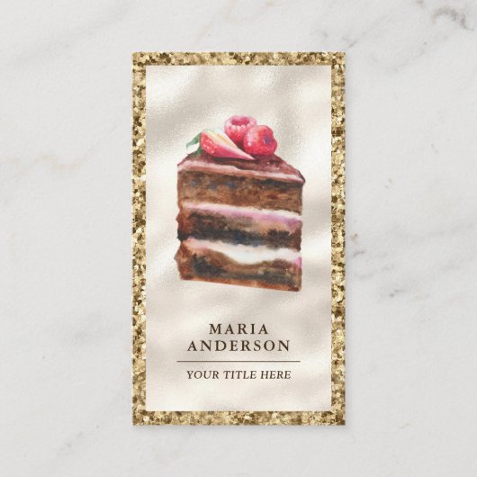 Aardbei Chocolade Cake Snee Taart Banketbakkerij Visitekaartje (Voorkant)