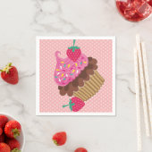 Aardbei & Chocolade Cupcake Verjaardagsservetten Servetten (Insitu)
