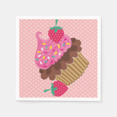 Aardbei & Chocolade Cupcake Verjaardagsservetten Servetten (Voorkant)