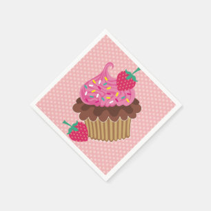 Aardbei & Chocolade Cupcake Verjaardagsservetten Servetten