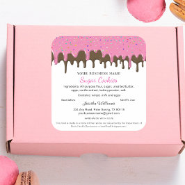 Aardbei & Chocolade Frosting Drip Cottage Law Vierkante Sticker