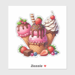 Aardbei chocolade ijs sticker