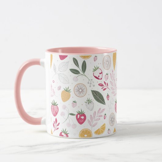 Aardbei Citrus Botanisch Patroon – 11 oz Combo Mok (Links)