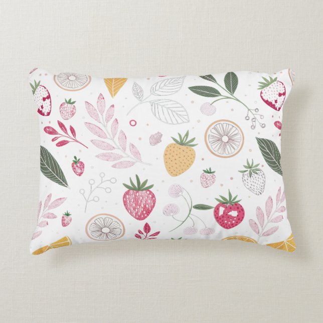 Aardbei Citrus Botanische Accent Kussen (Voorkant)