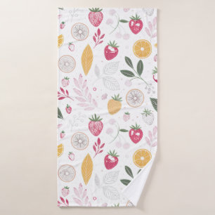 Aardbei Citrus Bries – Botanisch Handdoekontwerp Badhanddoek
