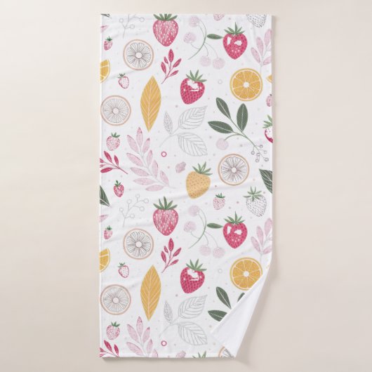 Aardbei Citrus Bries – Botanisch Handdoekontwerp Badhanddoek (Badhanddoek)