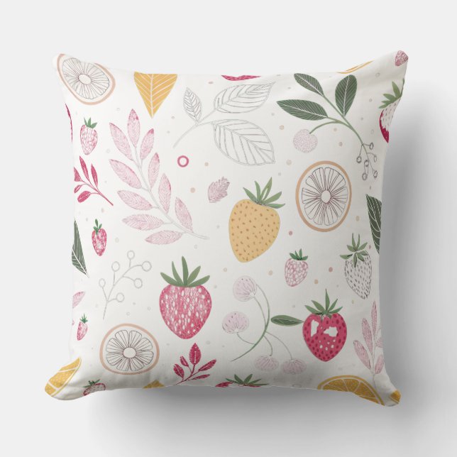 Aardbei Citrus Fruit Polyester Worp Kussen (Voorkant)
